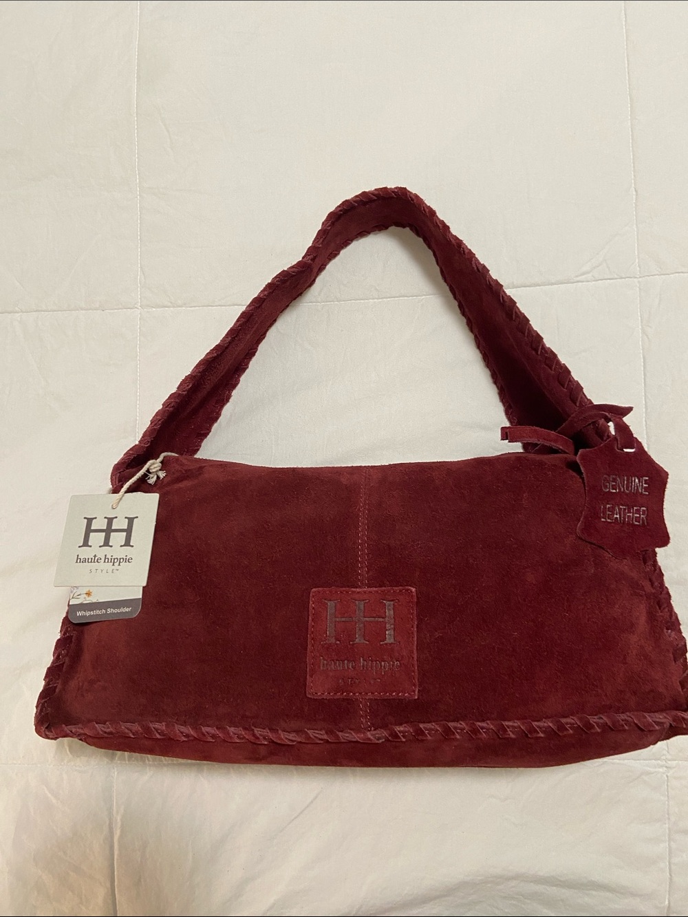 Haute Hippie Wine Suede Braided-Handle Shoulder Bag - Picture 6 of 11